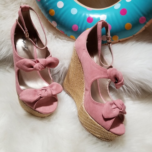 💖  last 10 💗Pink  SUEDE BOW ANKLE STRAP - Picture 6 of 7